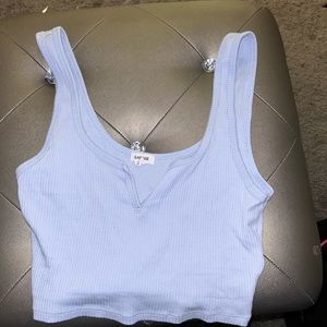 Light Blue Cropped Garage Tank